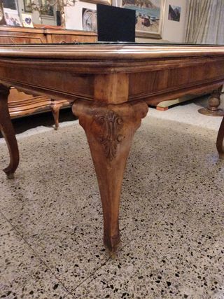 Mesa comedor antigua madera y cristal - Artesana