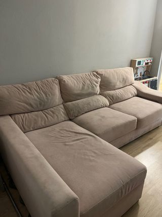 Sofá chaiselongue beige tela