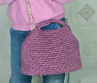 Borsa a mano uncinetto rosa
