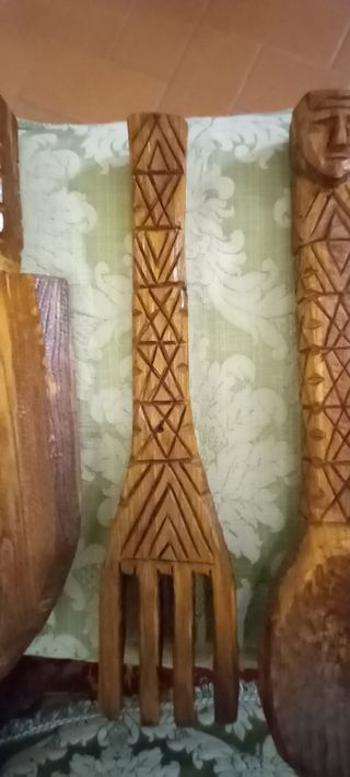 Set Legno Intagliato a Mano Vintage