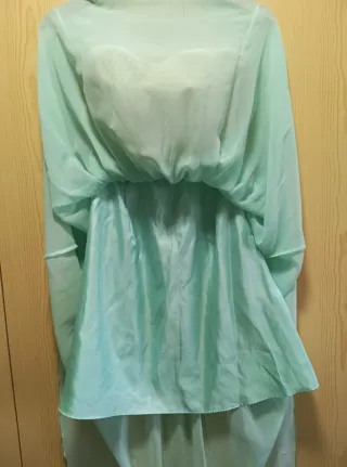 Vestido fiesta beige y turquesa talla 34