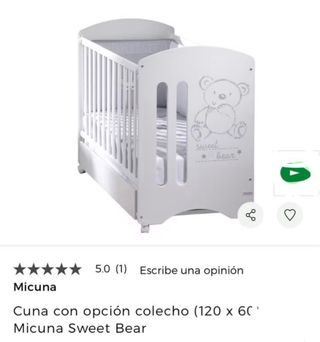 Cuna MICUNA Oso 120x60 colchón incluido