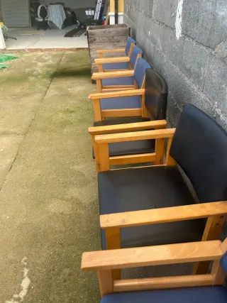 Lote de 7 Sillas de Salón Madera y Tela