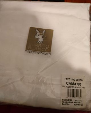 Juego de sábanas Burrito Blanco Cama 80
