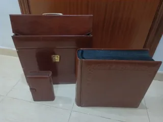 Álbum de fotos de cuero marrón