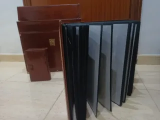 Álbum de fotos de cuero marrón