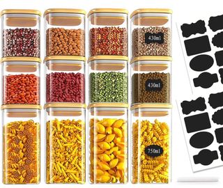 Set 12 Contenedores Vidrio/Bambú