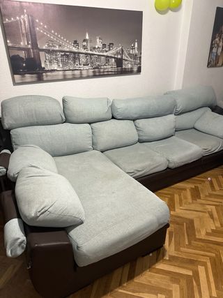 Sofá Chaise Longue Gris y Marrón