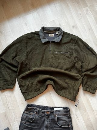 Izod Suéter Media Cremallera Vintage Verde