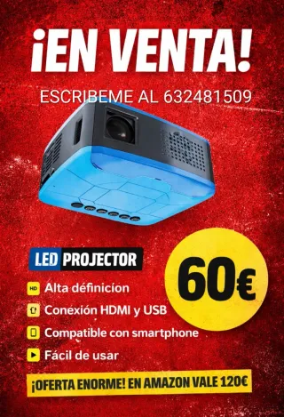 Proyector LED HD HDMI USB Smartphone