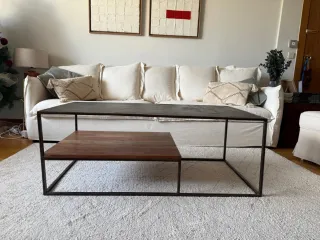 Mesa de centro salón madera y metal