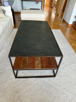 Mesa de centro salón madera y metal