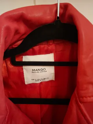 Cazadora Piel Roja Mango Talla S