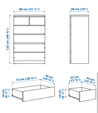 Cómoda MALM 6 cajones negro-marrón IKEA wengue
