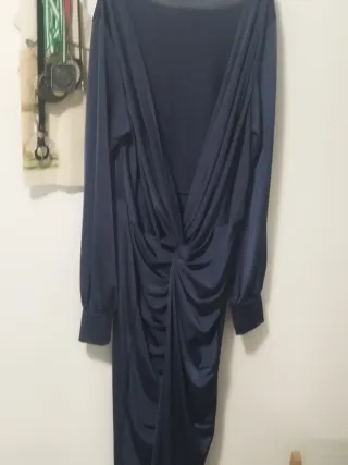 Vestido Boohoo azul largo drapeado