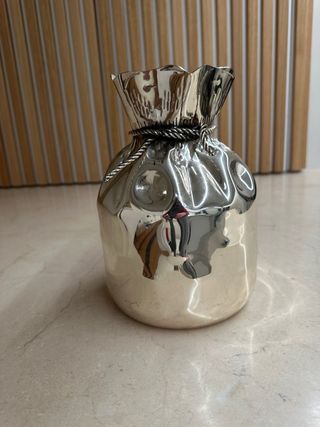 Jarrón Vintage Saco Banquero Plata Metal