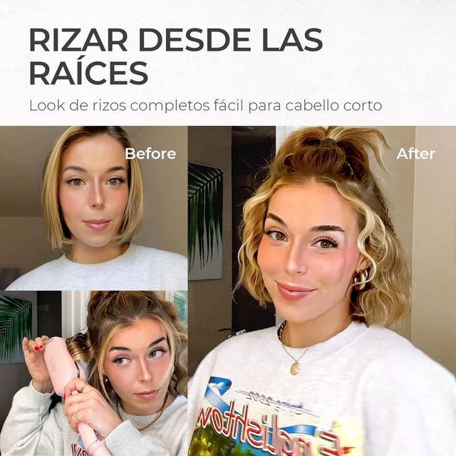 TYMO Rizador de Pelo ROVY - Rosa ondas definidas