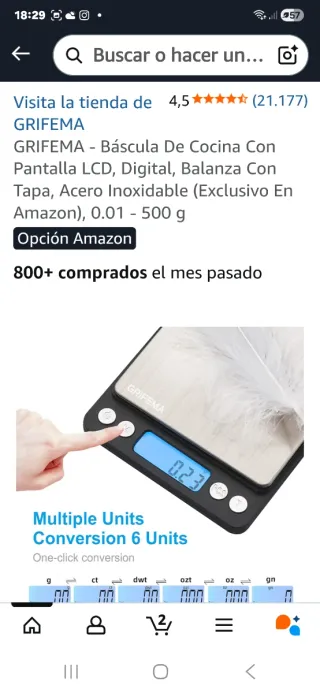 Báscula Cocina GRIFEMA Digital Acero Inox