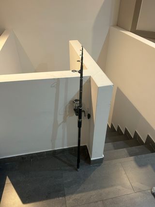 Caña y carrete de pesca