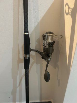 Caña y carrete de pesca
