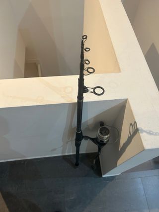 Caña y carrete de pesca