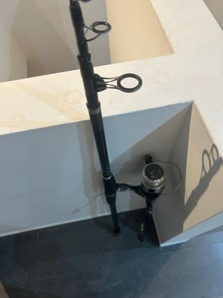 Caña y carrete de pesca