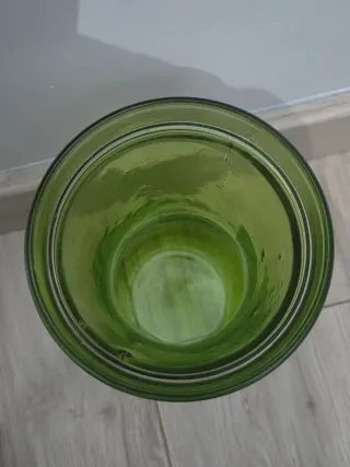 Florero Jarrón de cristal verde