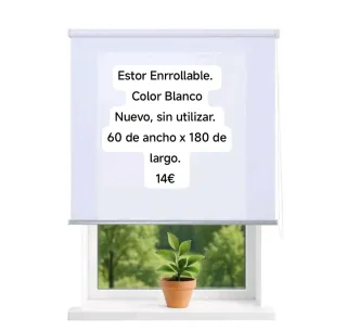 Estor Enrollable Blanco 60x180cm