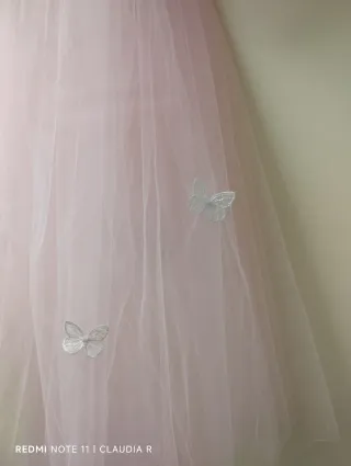 Fiocco nascita rosa tulle farfalle