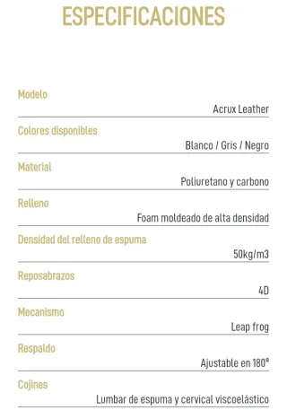 Silla Gaming Forgeon Acrux Gris Cuero