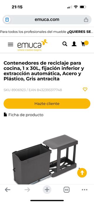 Cubo Basura Bajo Fregadero 1x30L extracción manual