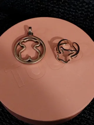 Colgante Tous Oso Círculo Plata