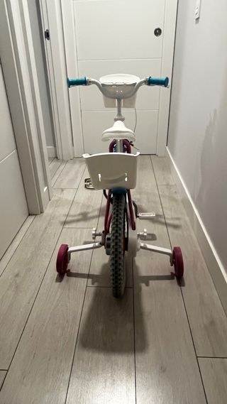 Bicicleta Niña Rosa + Ruedines + Portabebés