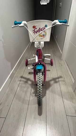 Bicicleta Niña Rosa + Ruedines + Portabebés