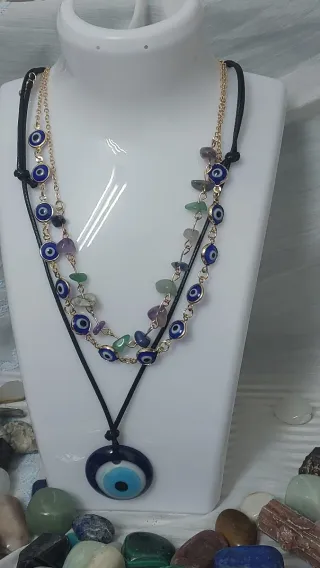 Collar Ojo de Fatima Piedras Naturales