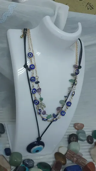 Collar Ojo de Fatima Piedras Naturales