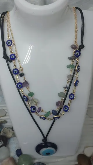 Collar Ojo de Fatima Piedras Naturales