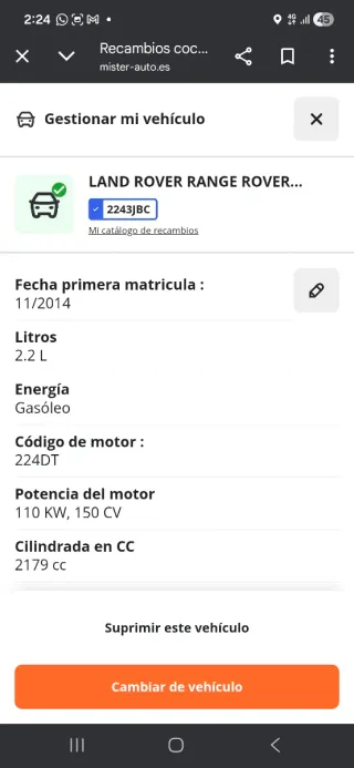 Motor Land Rover Range Rover 2.2 224DT 150 CV