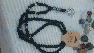 Collar Ágata Natural Negra con Brújula