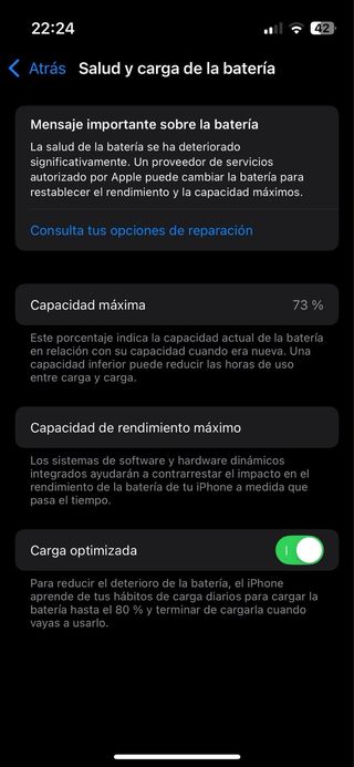 iPhone 13 mini 73% Capacidad Máxima