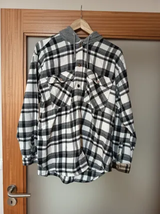 Casaco com capuz xadrez homem