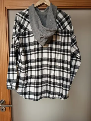 Casaco com capuz xadrez homem