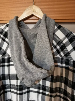 Casaco com capuz xadrez homem