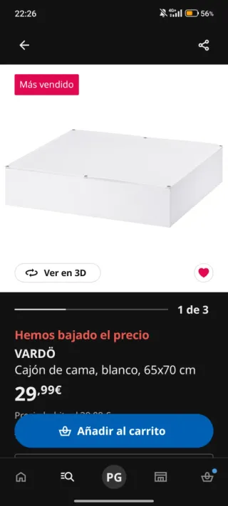 3 Cajónes Vardo de cama en negro descatalogado
