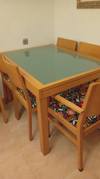 Mesa Comedor Grande Madera y Cristal