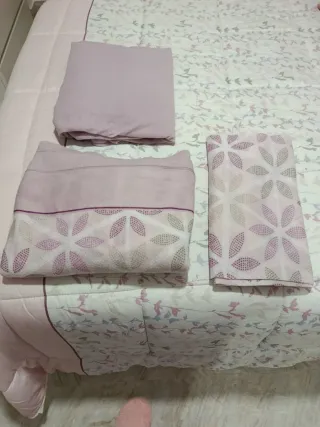 Juego sábanas coralina 135cm rosa y morado