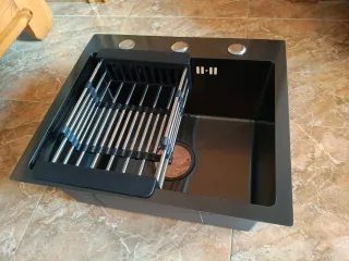 FREGADERO INOX NEGRO 45X40CM COMPLETO NUEVO 70 EUR