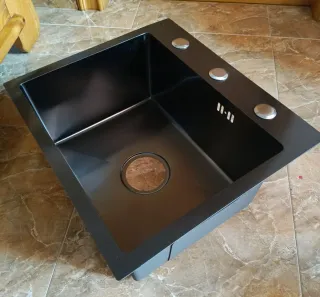 FREGADERO INOX NEGRO 45X40CM COMPLETO NUEVO 70 EUR