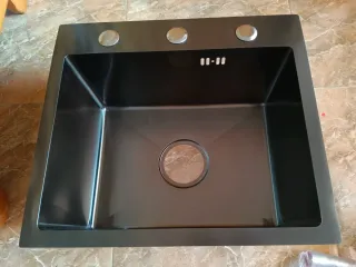 FREGADERO INOX NEGRO 45X40CM COMPLETO NUEVO 70 EUR