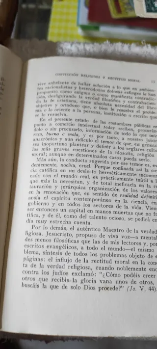 Libro convicción religiosa y rectitud moral 1940.